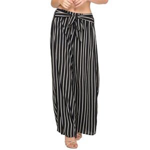 She + Sky Wide Legged Striped Palazzo Pants w Tie